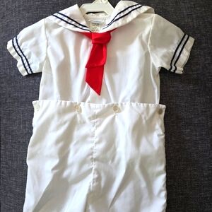 C.I. Castro Nautical Baby Romper with Red Accent Tie